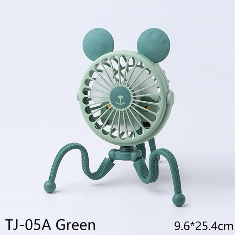 Stroller Fan 500mAh Battery Operated Flexible Tripod Clip On Fan 3 Speeds Handheld Personal Fan for Car Seat Crib Bike