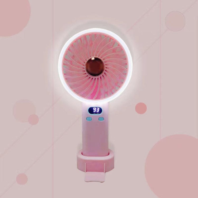 Handheld Mini Fan LED Display Personal Desk Table Fan 1200mAh Rechargeable Small Portable Ventilador with Phone Holder