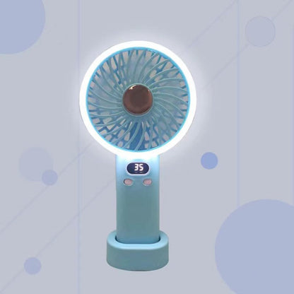 Handheld Mini Fan LED Display Personal Desk Table Fan 1200mAh Rechargeable Small Portable Ventilador with Phone Holder