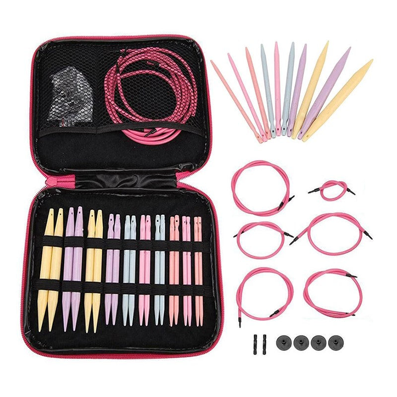 10 Sizes / Pairs Circular Knitting Needle Set Crafting Knitting Weaving Stringing Needles with Case for Crochet Patterns Yarns