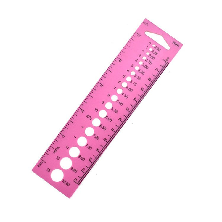 AC183 Knitting Needle Ruler Inch Gauge US mm 2.0-10.0mm Ruler Tailor Sewing Tool