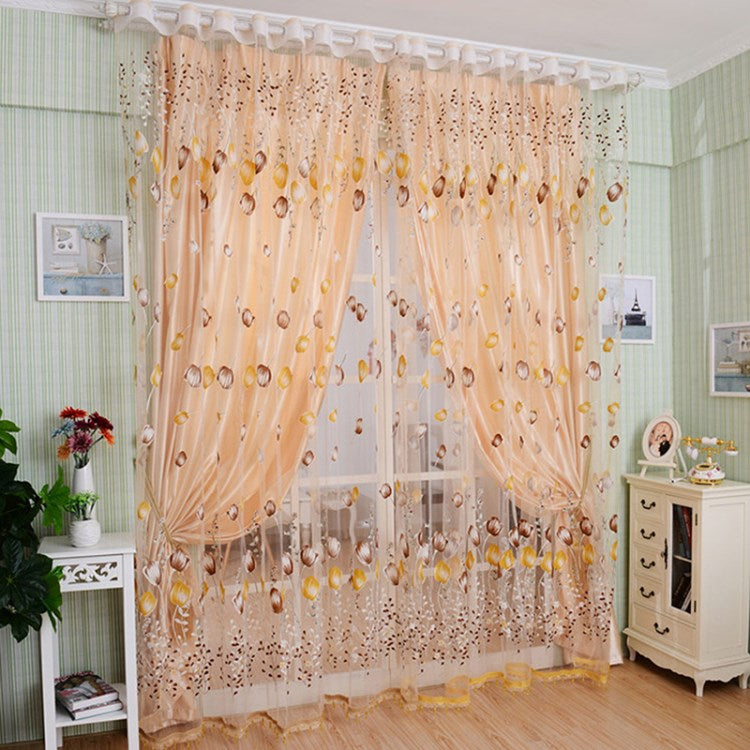 Transparent Tulip Flower Sheer Curtain 100x200cm Drapes Decorative Window Screen Panel for Bedroom Living Room