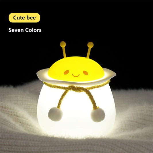 Cute Bunny Night Light USB Rechargeable 1200mAh Bedroom Lamp Voice-activated Silicone Light