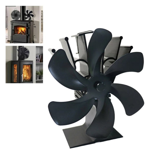 YL605 1100RPM Heat Powered Stove Fan 6 Blades Fuel Fireplace Fan for Home Wood Log Burning