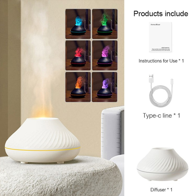 3D Flame Essential Oil Aroma Diffuser Air Humidifier Mist Maker Fogger with Colorful Light