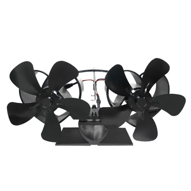 YL302 Fireplace Fan 10-Blade Dual-head Heat Powered Stove Fan for Wood Log Burner Fireplace