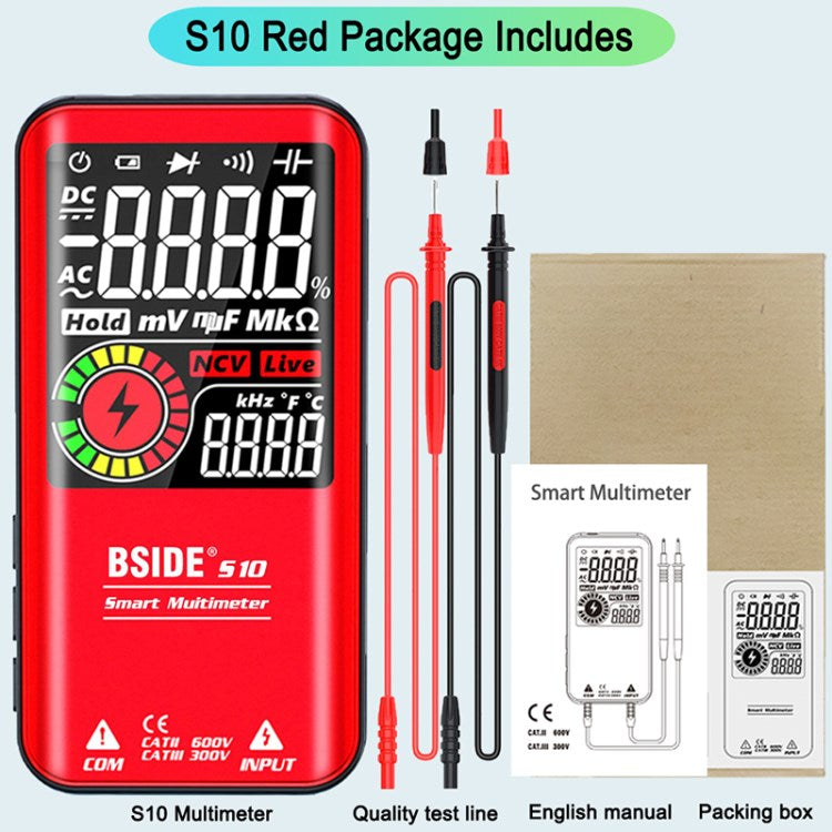 BSIDE Digital Multimeter 9999 Counts Auto Range Ohmmeter Smart DC AC Voltage Capacitor Resistance Diode NCV Hz Tester Detector