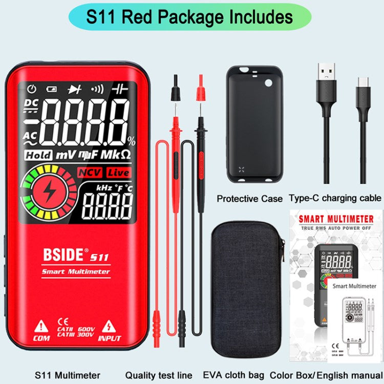 BSIDE Digital Multimeter 9999 Counts Auto Range Ohmmeter Smart DC AC Voltage Capacitor Resistance Diode NCV Hz Tester Detector