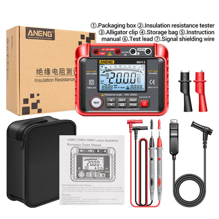 ANENG MH13 Megohmmeter High-pressure Megometro Digital Insulation ...