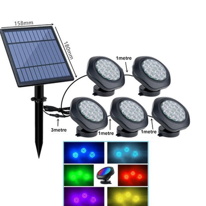 LED RGB Solar Pond Light Submersible Underwater Landscape Spotlights IP68 Underwater Night Light Fountain Pool Waterfall Fish Tank Aquarium Garden