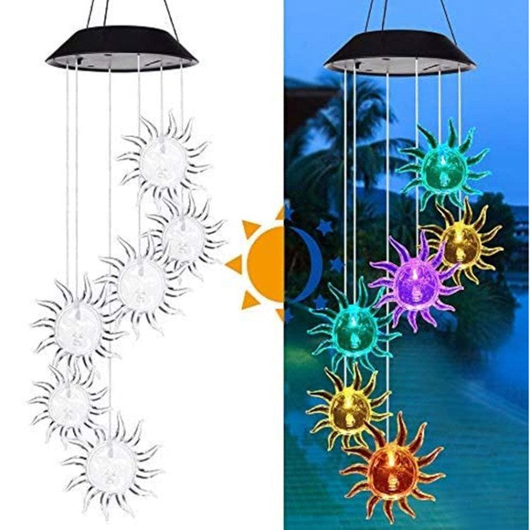 LED Light Solar Wind Chime Waterproof Color Changing Wind Bell Light Party Decoration Lamp