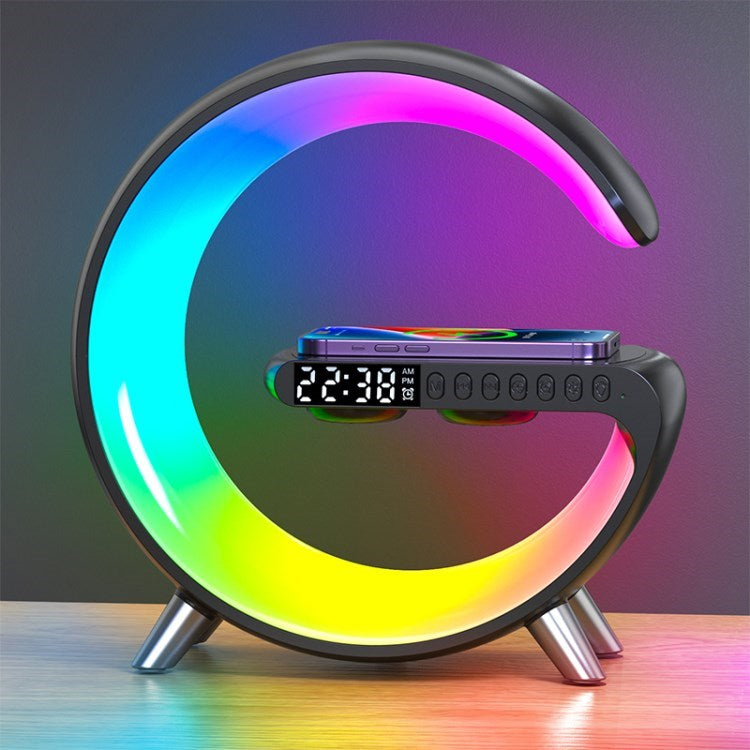 N69 Multifunctional APP Control 15W Wireless Charger Bluetooth Speaker Clock Atmosphere Light