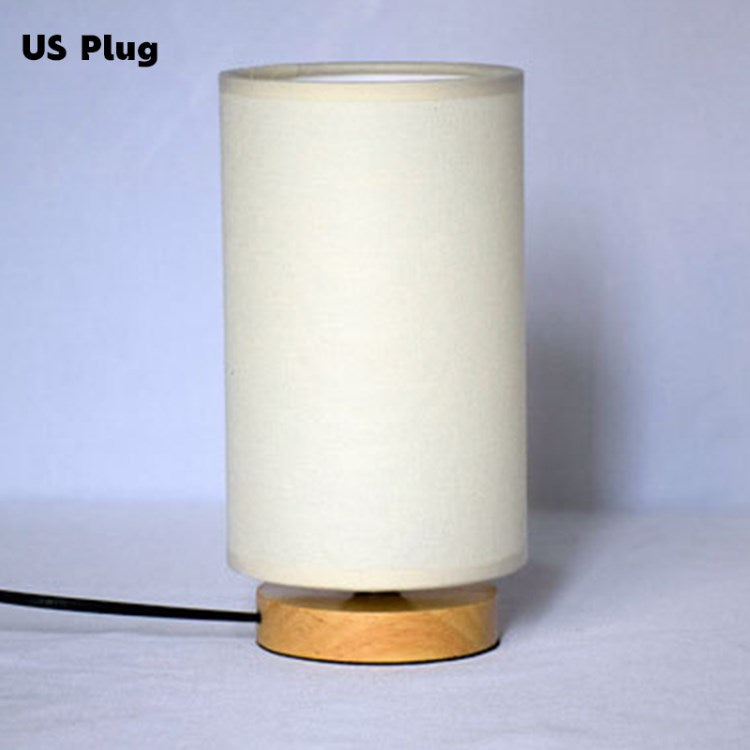 Wooden Fabric Table Lamp Home Bedroom Bedside Nightstand Lamp