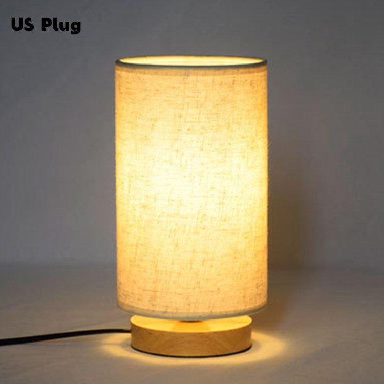 Wooden Fabric Table Lamp Home Bedroom Bedside Nightstand Lamp