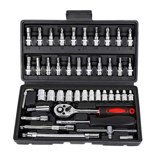 46Pcs Drive Socket Ratchet Wrench Set for Household Auto Repairing Tool