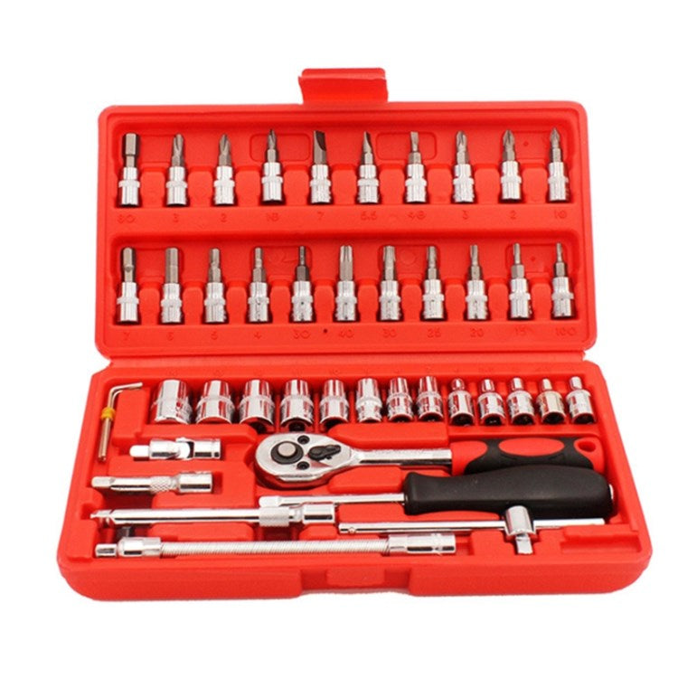 46Pcs Drive Socket Ratchet Wrench Set for Household Auto Repairing Tool