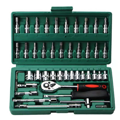 46Pcs Drive Socket Ratchet Wrench Set for Household Auto Repairing Tool