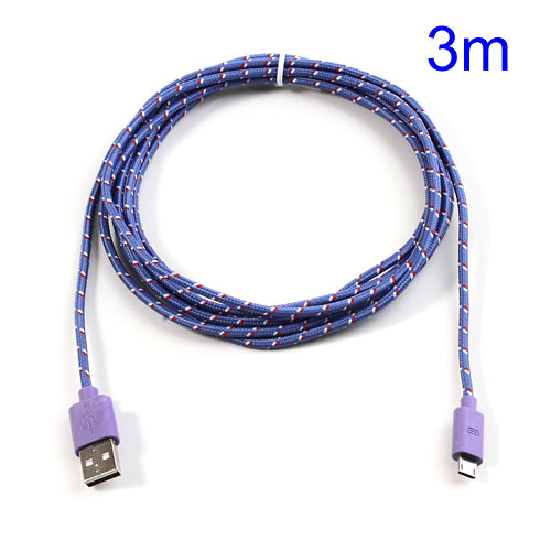 3M Nylon Woven MicroUSB Data Charge Cable for Samsung HTC LG Nokia Sony etc