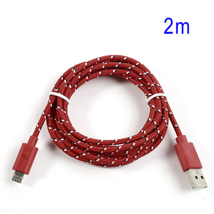 Red 2M Nylon Woven MicroUSB V8 Data Charge Cable for Samsung HTC LG Nokia Sony etc