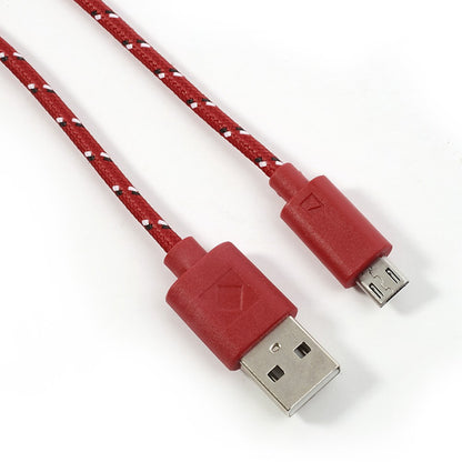 Red 2M Nylon Woven MicroUSB V8 Data Charge Cable for Samsung HTC LG Nokia Sony etc