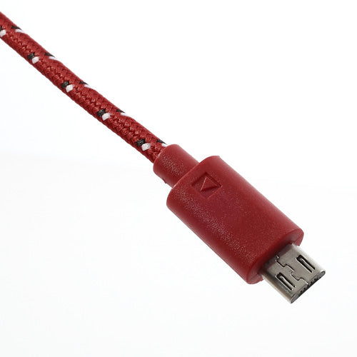 Red 2M Nylon Woven MicroUSB V8 Data Charge Cable for Samsung HTC LG Nokia Sony etc