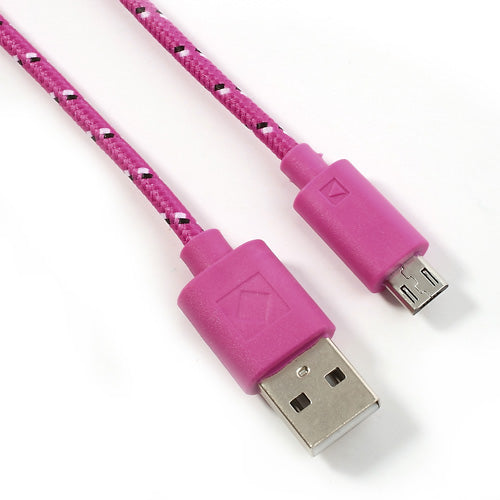 Rose 2M Nylon Woven MicroUSB V8 Data Charge Cable for Samsung HTC LG Nokia Sony etc