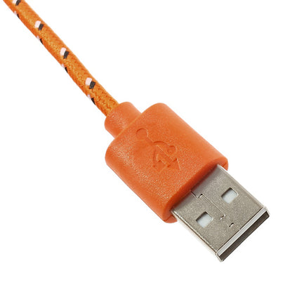 Orange 2M Nylon Woven MicroUSB V8 Data Charge Cable for Samsung HTC LG Nokia Sony etc