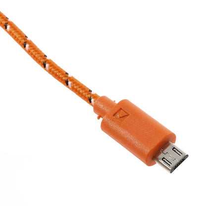 Orange 2M Nylon Woven MicroUSB V8 Data Charge Cable for Samsung HTC LG Nokia Sony etc