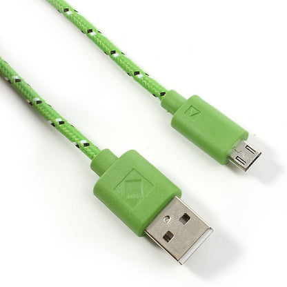 Green 2M Nylon Woven MicroUSB V8 Data Charge Cable for Samsung HTC LG Nokia Sony etc