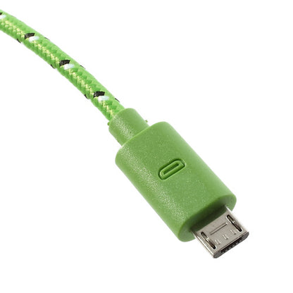 Green 2M Nylon Woven MicroUSB V8 Data Charge Cable for Samsung HTC LG Nokia Sony etc