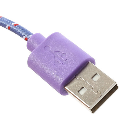 Purple 2M Nylon Woven MicroUSB V8 Data Charge Cable for Samsung HTC LG Nokia Sony etc