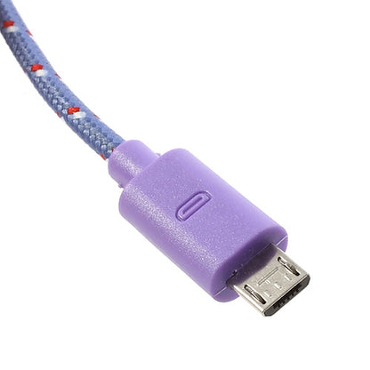 Purple 2M Nylon Woven MicroUSB V8 Data Charge Cable for Samsung HTC LG Nokia Sony etc