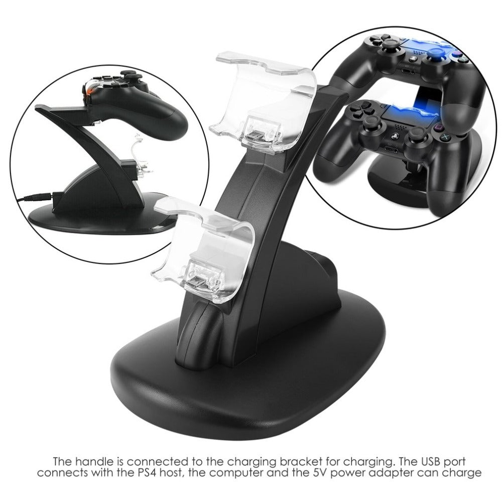 For Playstation PS4 Dual Controller Charger Dock Stand Gamepad Charging Station with LED Indicators