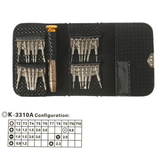 Kaisi Versatile Screwdriver Set Repair Kit with Leather Case for Smartphones and Digital Devices