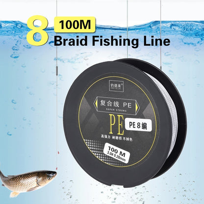 100M Fishing Line Strong Abrasion 4 Strands Braided PE Fishing Line Wire Fishing Accessory