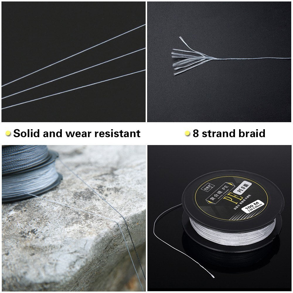 100M Fishing Line Strong Abrasion 4 Strands Braided PE Fishing Line Wire Fishing Accessory