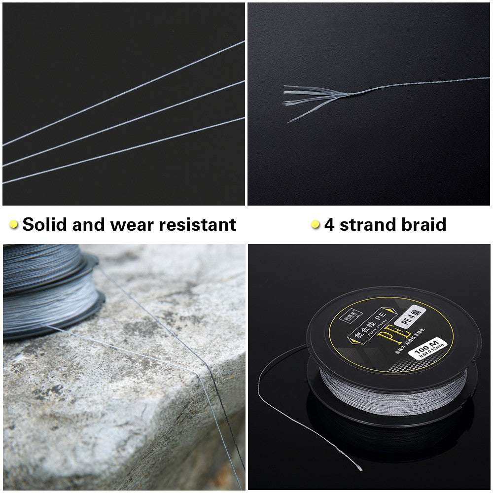 100M Fishing Line Strong Abrasion 4 Strands Braided PE Fishing Line Wire Fishing Accessory