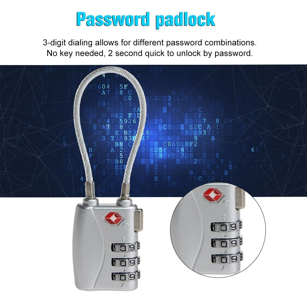 Resettable 3 Digit Combination Customs Password Padlock / TSA Lock TSA719