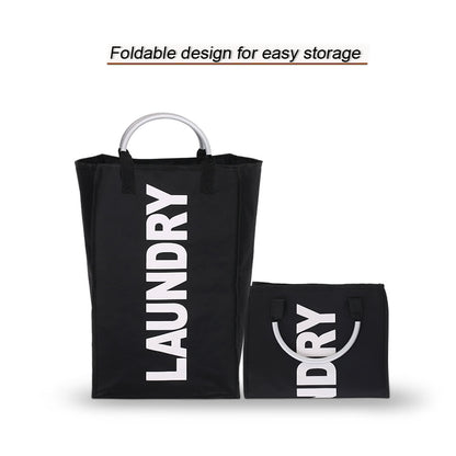 Practical Foldable Laundry Bag Washing Dirty Clothes Laundry Basket Durable Storage Bag with Alloy Handle