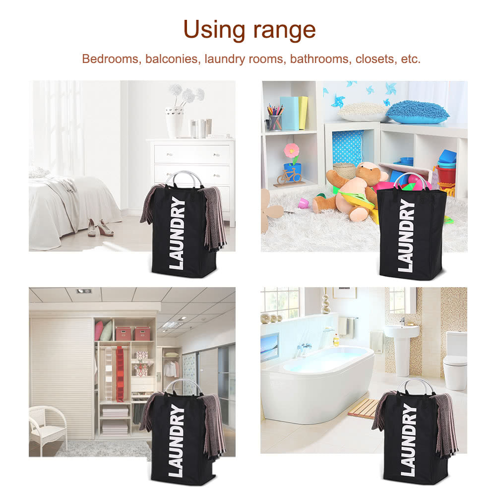 Practical Foldable Laundry Bag Washing Dirty Clothes Laundry Basket Durable Storage Bag with Alloy Handle