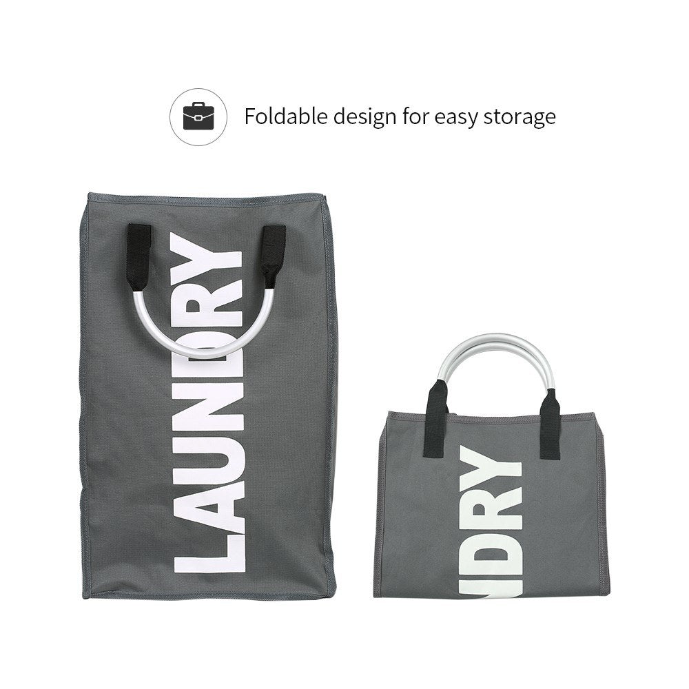 Practical Foldable Laundry Bag Washing Dirty Clothes Laundry Basket Durable Storage Bag with Alloy Handle