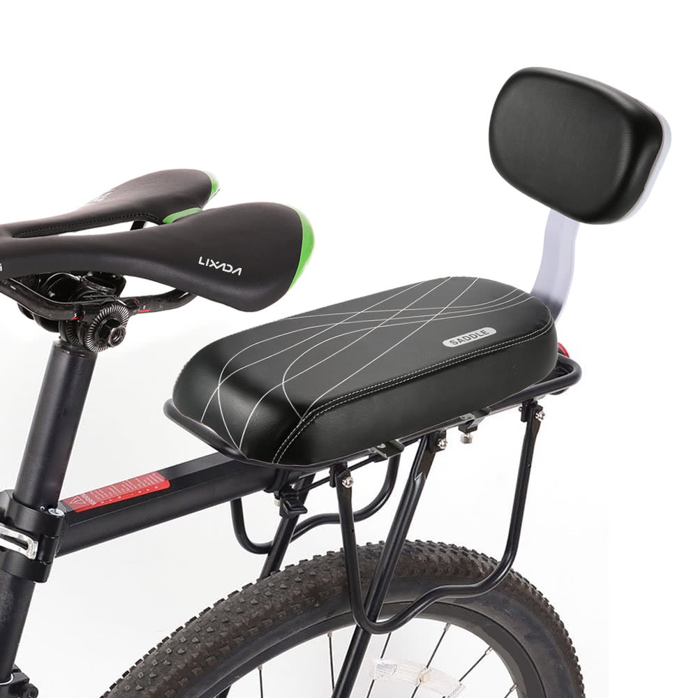 Bicycle Back Seat Bike PU Leather Soft Cushion Rear Rack Seat Children Seat with Back Rest