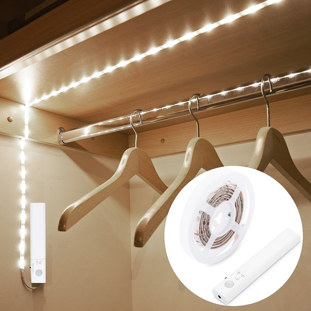 Waterproof  Home Bedroom 1m 30-LED Cabinet Strip Light with Sensitive PIR Motion Sensor