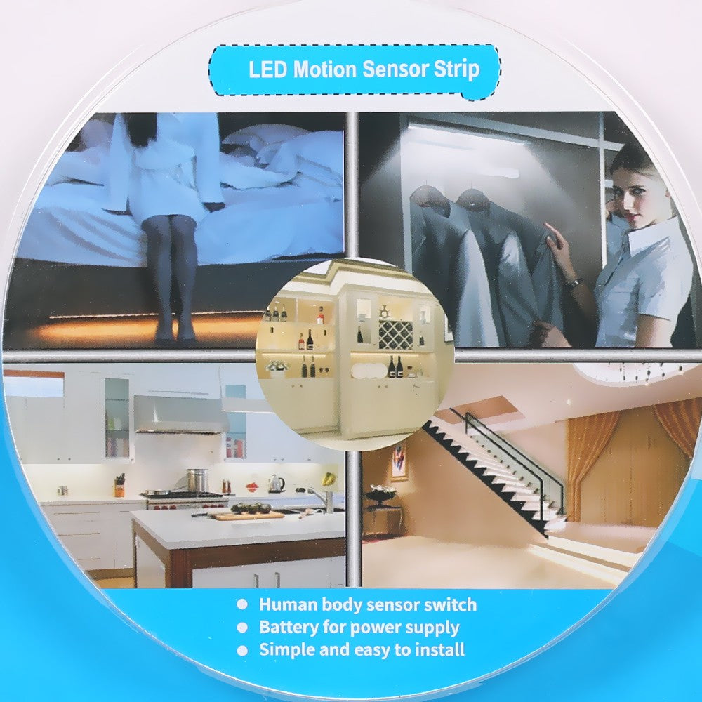 Waterproof  Home Bedroom 1m 30-LED Cabinet Strip Light with Sensitive PIR Motion Sensor