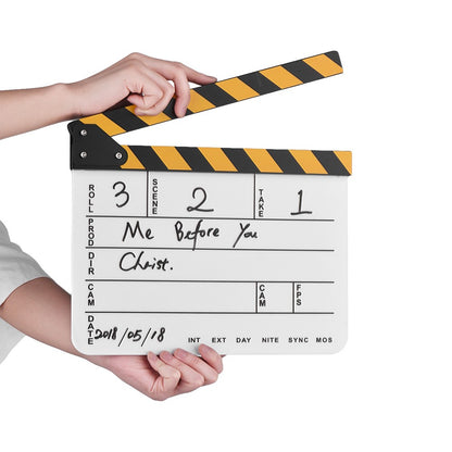 Dry Erase Acrylic Director Film Clapboard Movie TV Cut Action Scene Clapper Board Slate