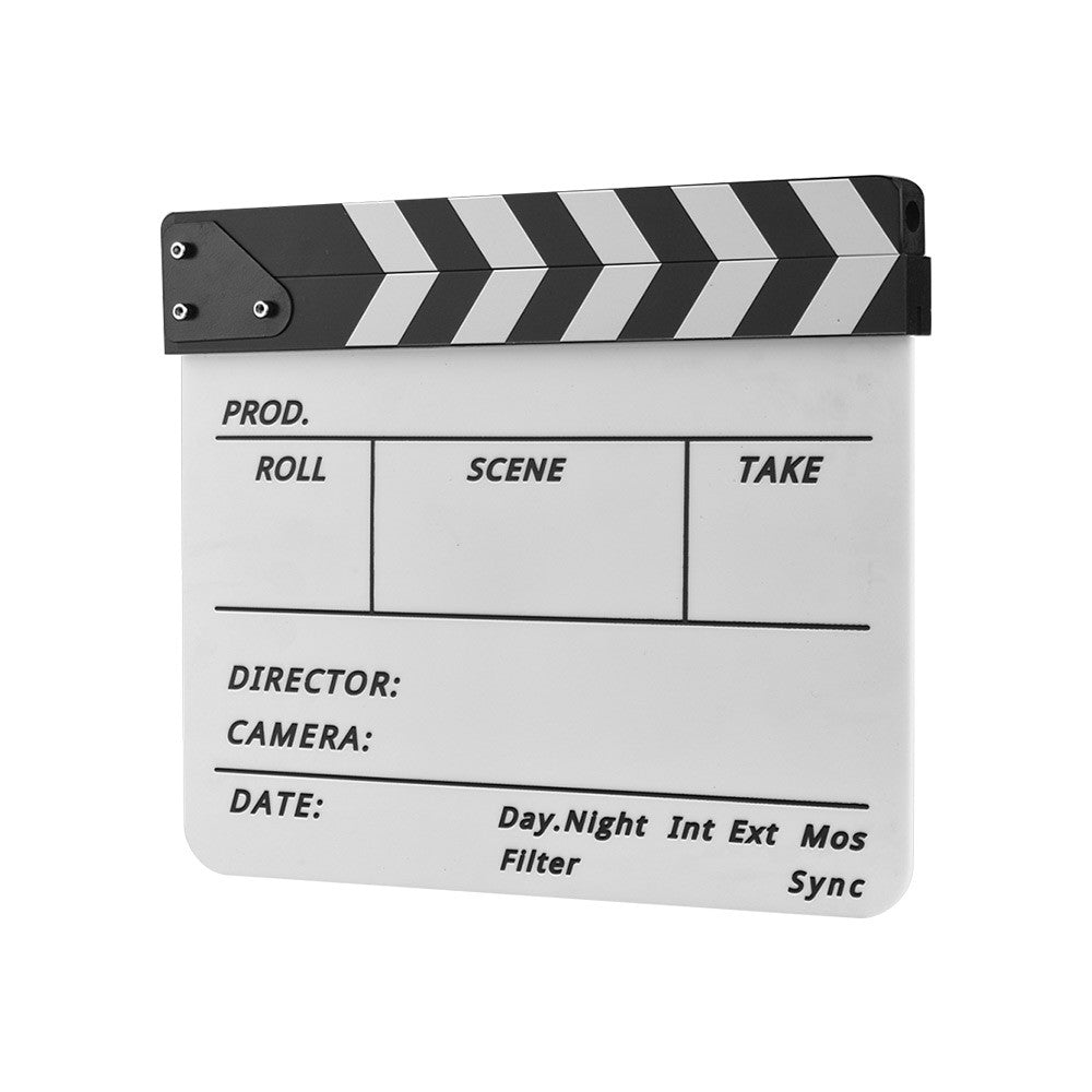 Movie TV Cut Action Scene Clapper Board Dry Erase Acrylic Director Film Clapboard Slate Marker + Pen