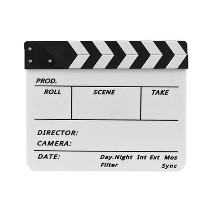 Movie TV Cut Action Scene Clapper Board Dry Erase Acrylic Director Film Clapboard Slate Marker + Pen