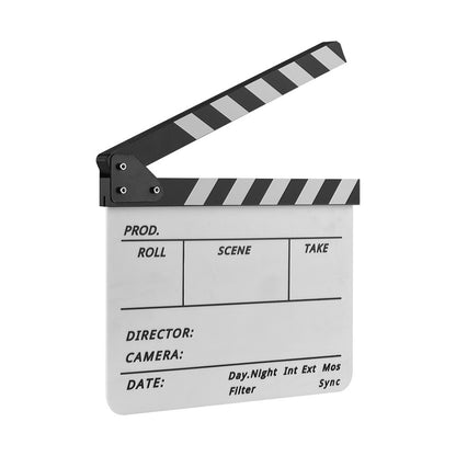 Movie TV Cut Action Scene Clapper Board Dry Erase Acrylic Director Film Clapboard Slate Marker + Pen