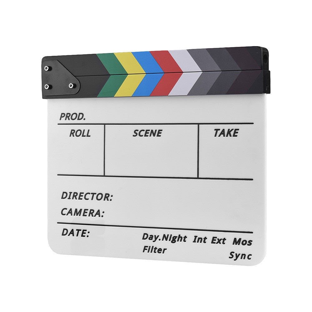 Movie TV Cut Action Scene Clapper Board Dry Erase Acrylic Director Film Clapboard Slate Marker + Pen