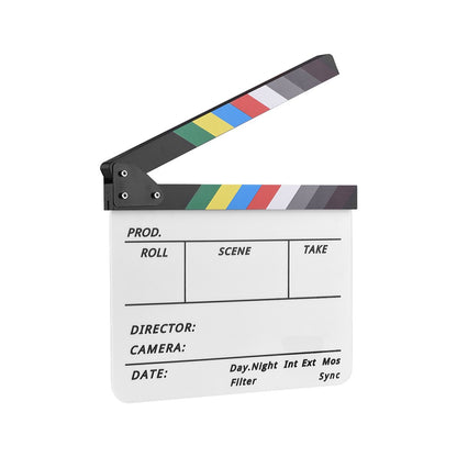 Movie TV Cut Action Scene Clapper Board Dry Erase Acrylic Director Film Clapboard Slate Marker + Pen